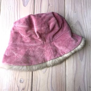 Dooney and Burke Suede and Rabbit Fur Bucket Hat